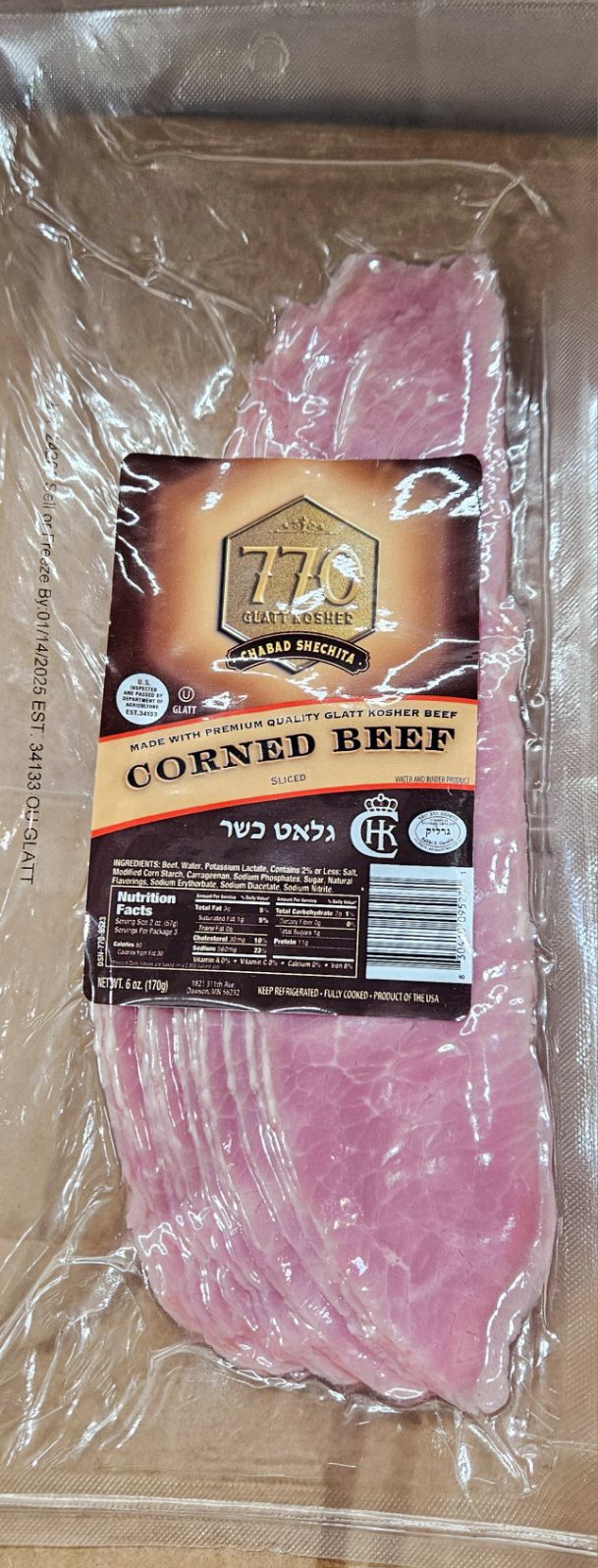 770 Glatt Kosher Sliced Corned Beef | 12/6oz packs - Glatt Kosher ...